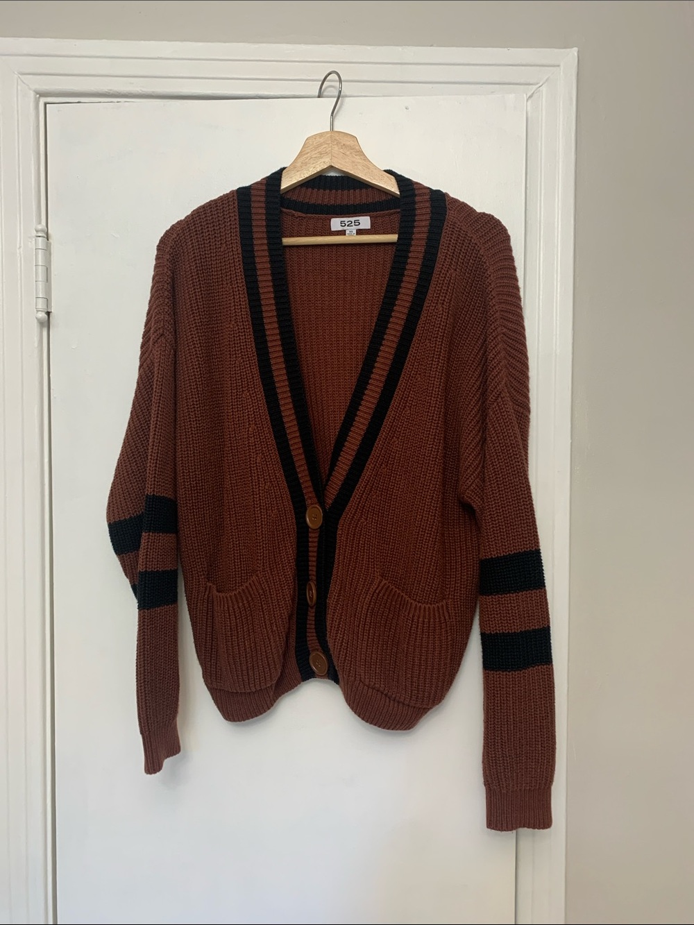 525 Varsity Cardigan Sweater Burgundy 100% Cotton
